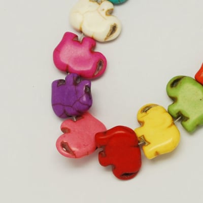 TURQUESAS SINTETICAS ELEFANTES COLORES MIXTOS 11x15x5.5mm