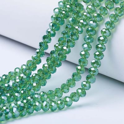 CRISTAL AUSTRIACO POR TIRA 4X3MM ELECTROPLATE VERDE LIMA