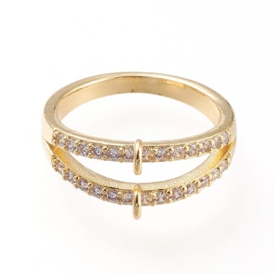BASE DE ANILLO DOBLE B/ORO CON ZIRCONES #7
