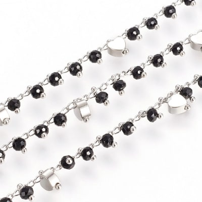 CADENA POR METRO B/PLATINO CORAZON+IMITACION JADE NEGRO4