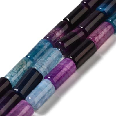 AGATA LISA CILINDRICA MULTICOLOR TONOS PURPURAS TIRA 9X15