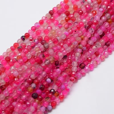AGATA FACETADA HEATED PINK 4MM