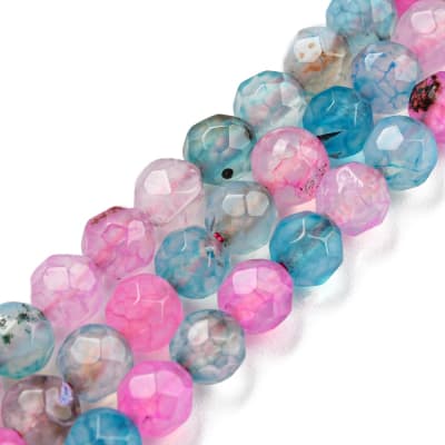 AGATA FACETADA MULTICOLOR TONOS CELESTE/ROSA TIRA 4MM