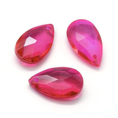 COLGANTE DE CRISTAL LAGRIMA ROSA 22X13MM