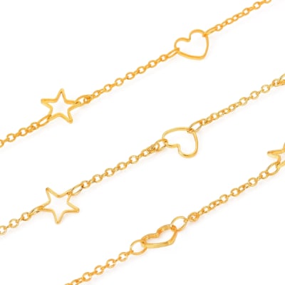 CADENA POR METRO B/O ESLABON DE ESTRELLA Y CORAZON 1.6x2x0.4MM