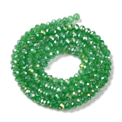 CRISTAL AUSTRIACO ELECTROPLATE POR TIRA VERDE MAR MEDIO 3X2MM APROX. 135-140PCS