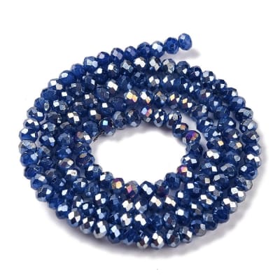 CRISTAL AUSTRIACO ELECTROPLATE POR TIRA AZUL ROYAL AB 3X2MM