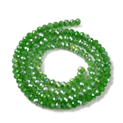 CRISTAL AUSTRIACO ELECTROPLATE POR TIRA VERDE AB 3X2MM APROX. 135-140PCS.