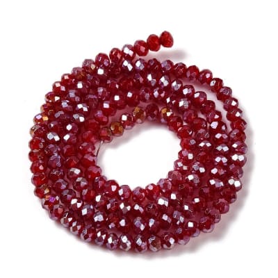 CRISTAL AUSTRIACO ELECTROPLATE POR TIRA ROJO OSCURO AB 3X2MM APROX. 135-140PCS