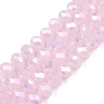 CRISTAL AUSTRIACO POR TIRA BRUMOSA ROSA 8X6MM APROX. 62PCS.
