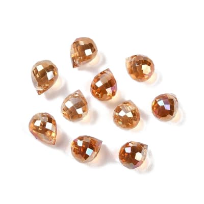 CRISTAL DETALLADO COLGANTE GOTA ELECTROPLATE CHOCOLATE 8X6MM
