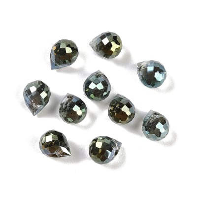 CRISTAL DETALLADO COLGANTE GOTA ELECTROPLATE VERDE OSCURO 8X6MM2