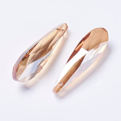 CRISTAL DETALLADO COLGANTE GOTA MARRON ARENOSO 49x14x13MM