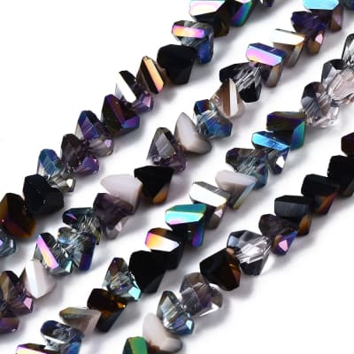 CRISTAL AUSTRIACO POR TIRA TRIAGULOS NEGRO TORNASOL 6X4MM