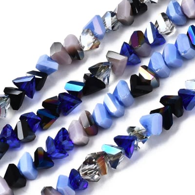 CRISTAL AUSTRIACO POR TIRA TRIANGULOS ACIANO AZUL 3.5x6x4.5MM