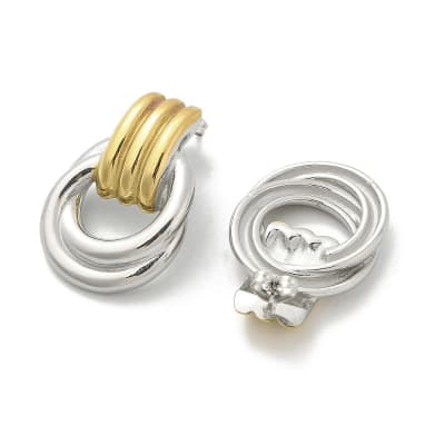 AROS LISTOS ACERO INOXIDABLE B/O DOBLE CIRCULOS ENTRELAZADOS 32x22.5MM