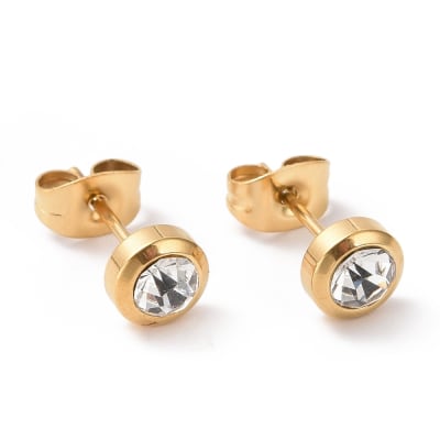 AROS LISTOS ACERO INOXIDABLE DORADO PUNTO DE LUZ 15X6MM