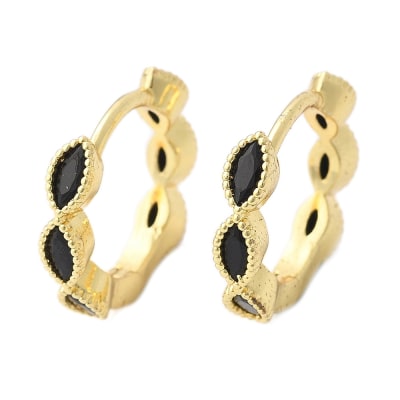 AROS LISTOS B/O ARGOLLA ZIRCONES OVALADOS NEGROS 13.5x15.5x3mm