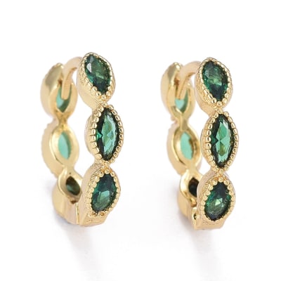 AROS LISTOS B/O ARGOLLA ZIRCONES OVALADOS VERDES 13.5x15.5x3mm