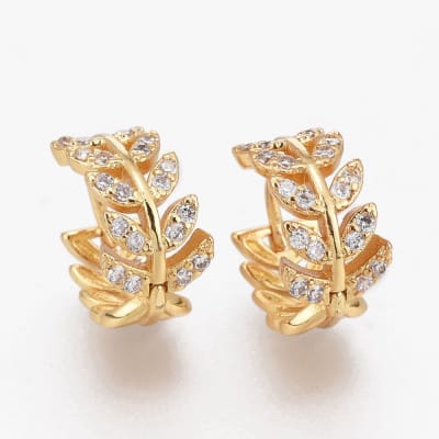 AROS LISTOS B/O HUGGIE HOJAS CON ZIRCONES 13x8MM1