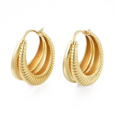 AROS LISTOS B/O DOBLE ARGOLLA LISO CON RAYAS 26x22.5x12MM