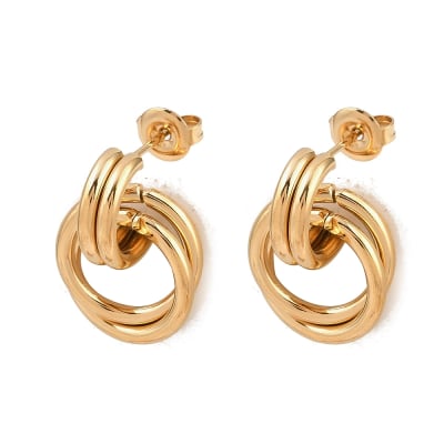 AROS LISTOS ACERO INOXIDABLE B/O18K TRENZA GOLD 22.5x15MM