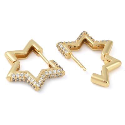 ARO LISTO B/O HUGGIE EN FORMA DE ESTRELLA CON CIRCONES 20x4MM
