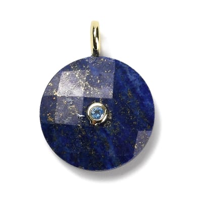 COLGANTE B/O CIRCULO LAPISLAZULI CON MICROENGASTE DE CIRCONITA 32.5~33x25~25.5x7~7.5mm