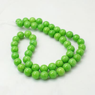 JADE VERDE CLARO NATURAL, TEÑIDO LISO 12MM APROX. 31PCS.