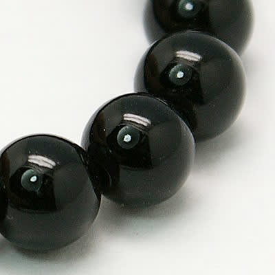 JADE NEGRO NATURAL, TEÑIDO LISO 12MM APROX. 31PCS.