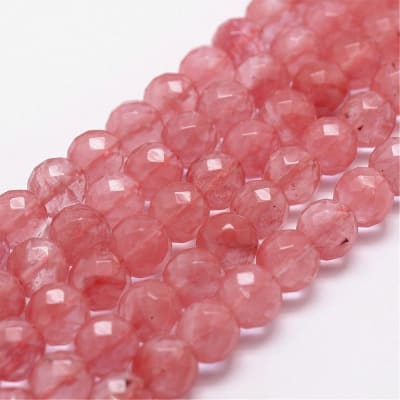 CRISTAL AUSTRIACO IMIT. CUARZO CEREZA 10MM, AGUJERO:1MM, 37PCS APROX.