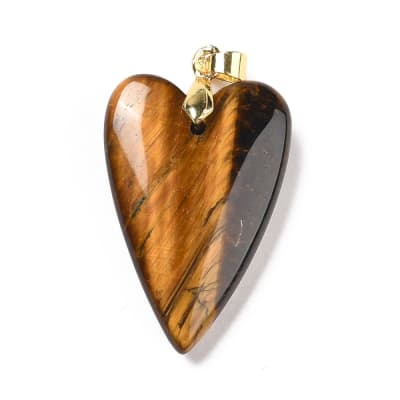 COLGANTE ACERO INOX CORAZON OJO DE TIGRE  32~34x20x8mm