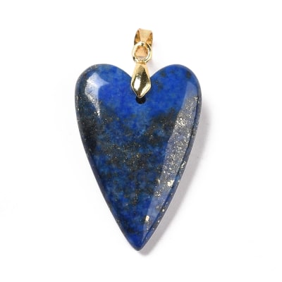 COLGANTE ACERO INOX CORAZON LAPISLAZULI  32~34x20x8mm