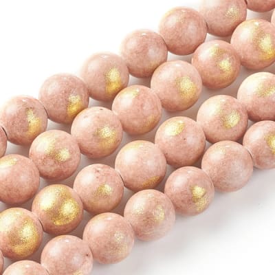 JADE NATURAL SALMON TEÑIDO DORADO 8MM APROX. 50PCS.