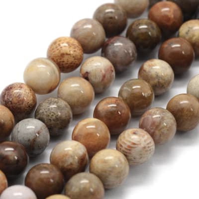 CORALES FOSILES NATURALES REDONDO 8.5MM APROX. 45PCS