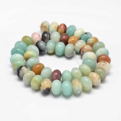 PIEDRA NATURAL POR TIRA AMAZONITA NATURAL DONA 8X5MM