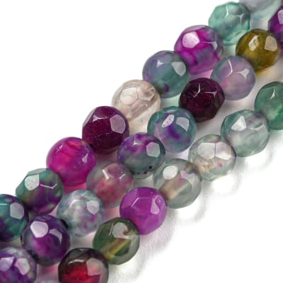 PIEDRA NATURAL POR TIRA AGATA MIX MAGENTA Y VERDE 4MM1