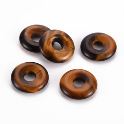 COLGANTE DISCO REDONDO DONUT OJO DE TIGRE NATURAL 18x4.5~5.5MM