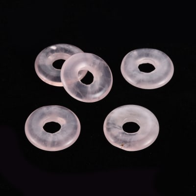 COLGANTE DISCO REDONDO DONUT CUARZO ROSA 18x4.5~5.5MM1