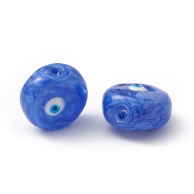 CRISTAL PASADOR PLANO REDONDO OJO TURCO AZUL 14~14.5x9MM