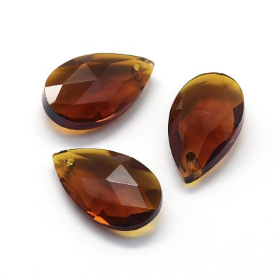 CRISTAL FACETADO COLGANTE LAGRIMA NARANJA OSCURO 22X13MM