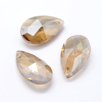 CRISTAL FACETADO COLGANTE LAGRIMA MARRÓN 22X13MM
