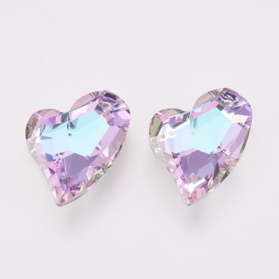 CRISTAL DETALLADO AUSTRIACO COLGANTE FACETADO CORAZON DE LADO CIRUELA 27x19x8MM