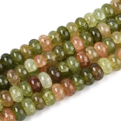 CRISTAL AUSTR. POR TIRA IMIT. UNAKITE RONDELLE OLIVA 8~8.5x4.5~5MM1