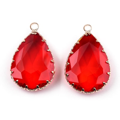 COLGANTE B/O GOTA ROJO ENGASTADO 29~30x19x6~8.5mm1
