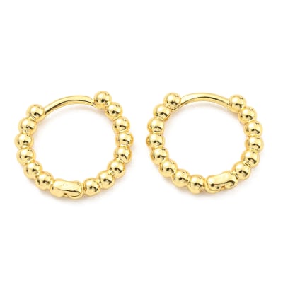 AROS LISTOS B/O 18K ARGOLLA HUGGIE BALINES 14x16x2.5mm