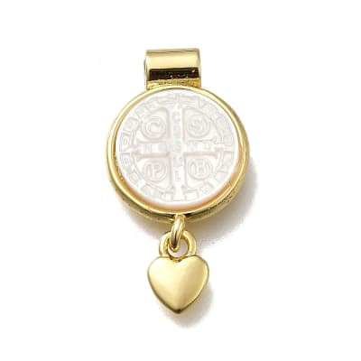 COLGANTE B/O CRUZ SAN BENITO DE NACAR Y COLGANTE CORAZON 22.5x12x3MM