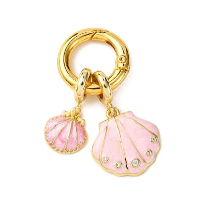 COLGANTE B/O CHARMS CONCHA DOBLE ESMALTADO ROSADO