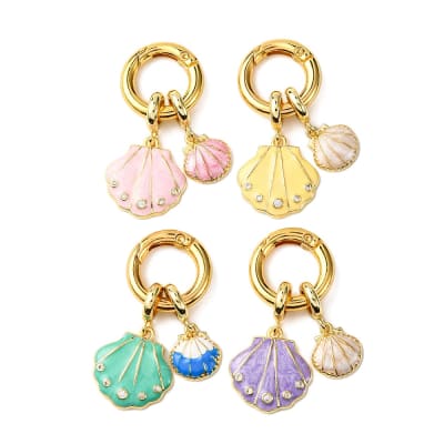 COLGANTE B/O CHARMS CONCHA DOBLE MIX DE COLORES ESMALTADOS 45MM1