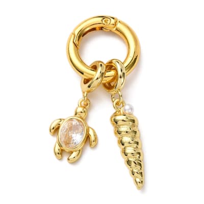 COLGANTE B/O CHARMS TORTUGA CON ZIRCONES Y CARACOLA ALARGADA 50MM